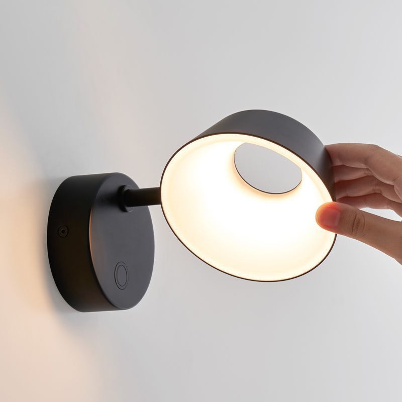 1-Light Modern Circle Reading Wall Lights Metal Wall Mounted Lamps for Bedroom