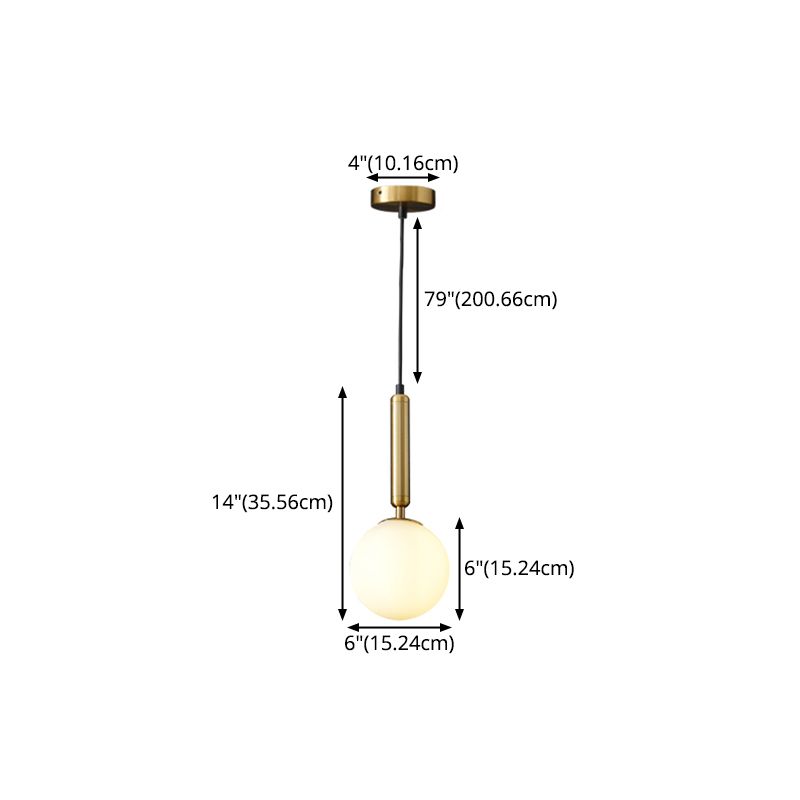 Glass Spherical Pendant Lighting Fixture Modern Style Hanging Pendant Light for Bedroom
