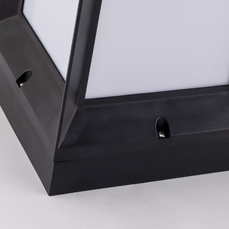 Rectangle Shape Metal Outdoor Light Modern 1 Light Solar Pillar Light in Black