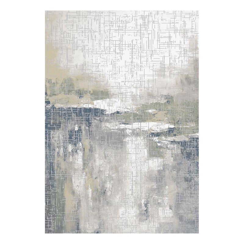 Grey Contemporary Carpet Polyester Graphic Carepet Washable Carpet for Living Room