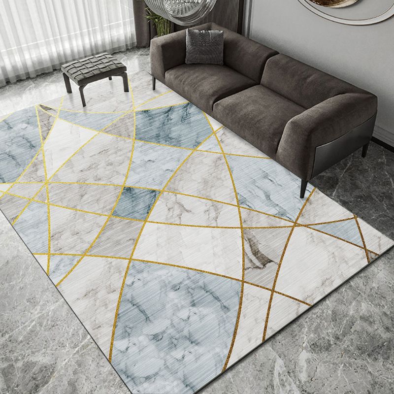Grey Modern Rug Color Block Polyester Area Rug Stain Resistant Area Carpet for Drawinng Room