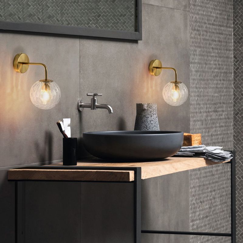 Modern Metal Wall Sconce Ball Shape Vanity Lamp with Glass Shade for Bathroom
