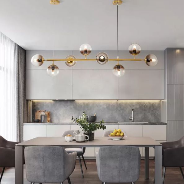 Glass Globe Island Chandelier Light Contemporary Style Chandelier Lighting Fixture