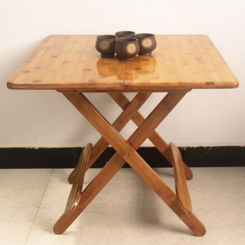 Modern Folding Dining Table Wood Tabletop for Living Room in Brown