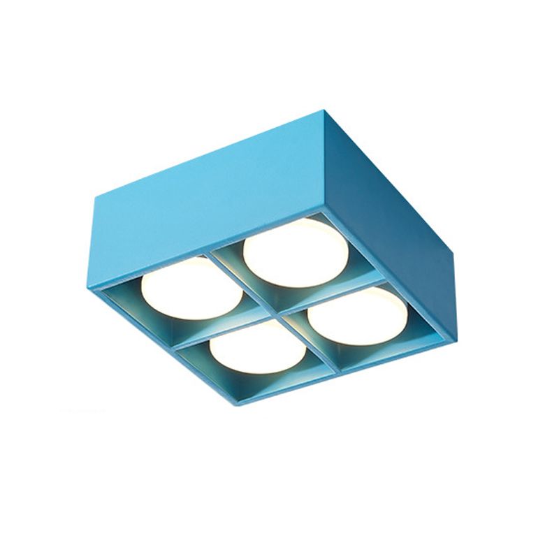 Modern Simple Style Iron Ceiling Light Square Shape LED Colorful Ceiling Lamp for Bedroom