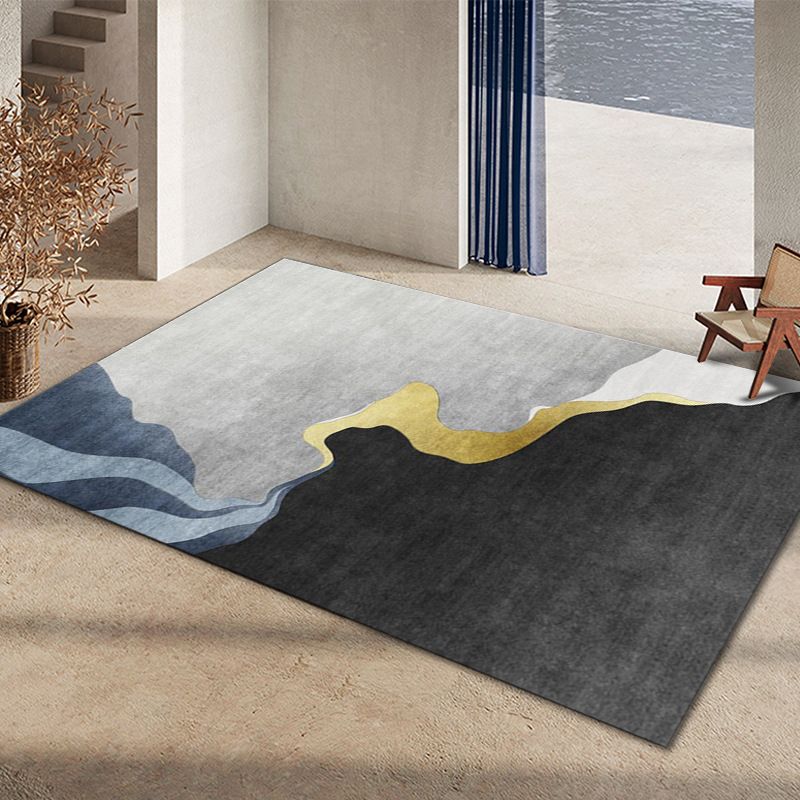 Tapis graphique en vert foncé Rapis graphique Polyester Tapis résistant aux taches pour la décoration intérieure