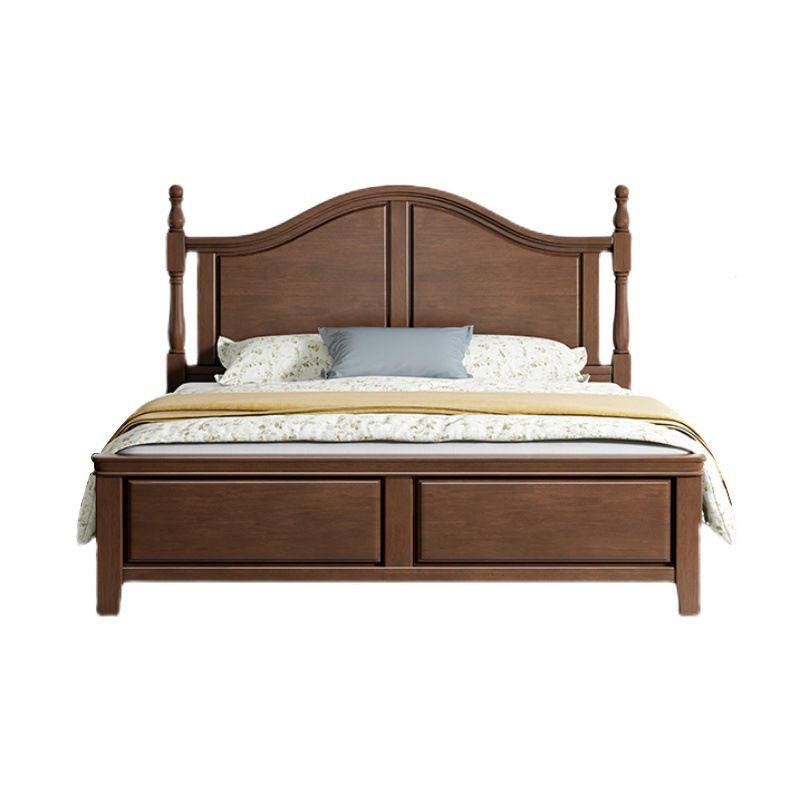 84.65 inch Wide Rustic Bed Frame Rubberwood Bed with Headboard