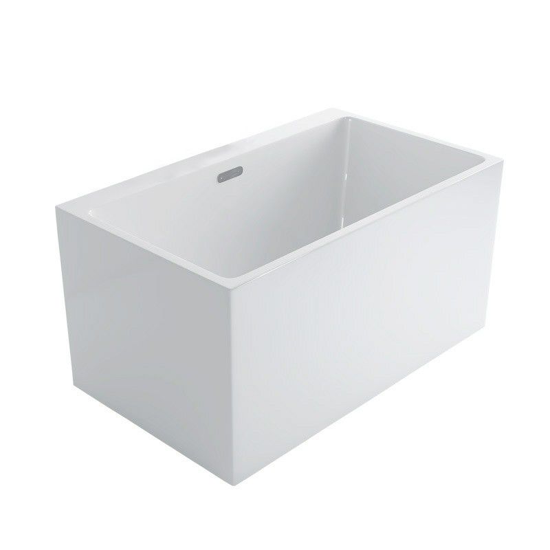 Acrylic Rectangular Back to Wall Bath Tub Freestanding Bathtub with Center Drain