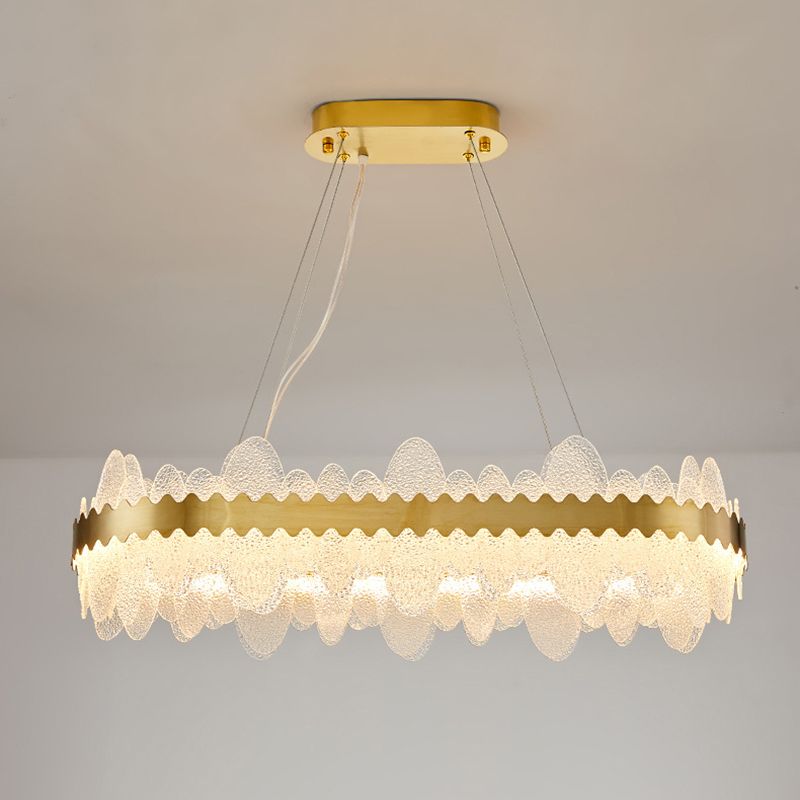 Luz de techo minimalista de vidrio ondulado LED de vidrio ondulado de la sala de estar en oro