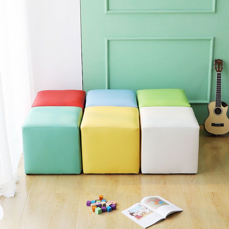 Modern Pure Color Cube Sqaure Faux Leather Cube for Living Room