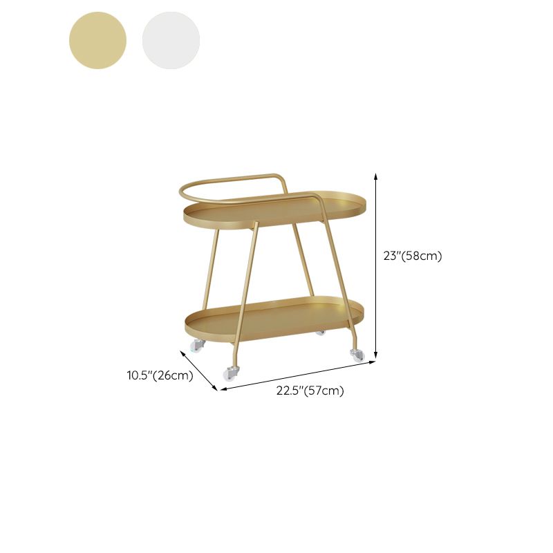 Oval 2-Tier End Table with Casters Modern Side Table with Wheels