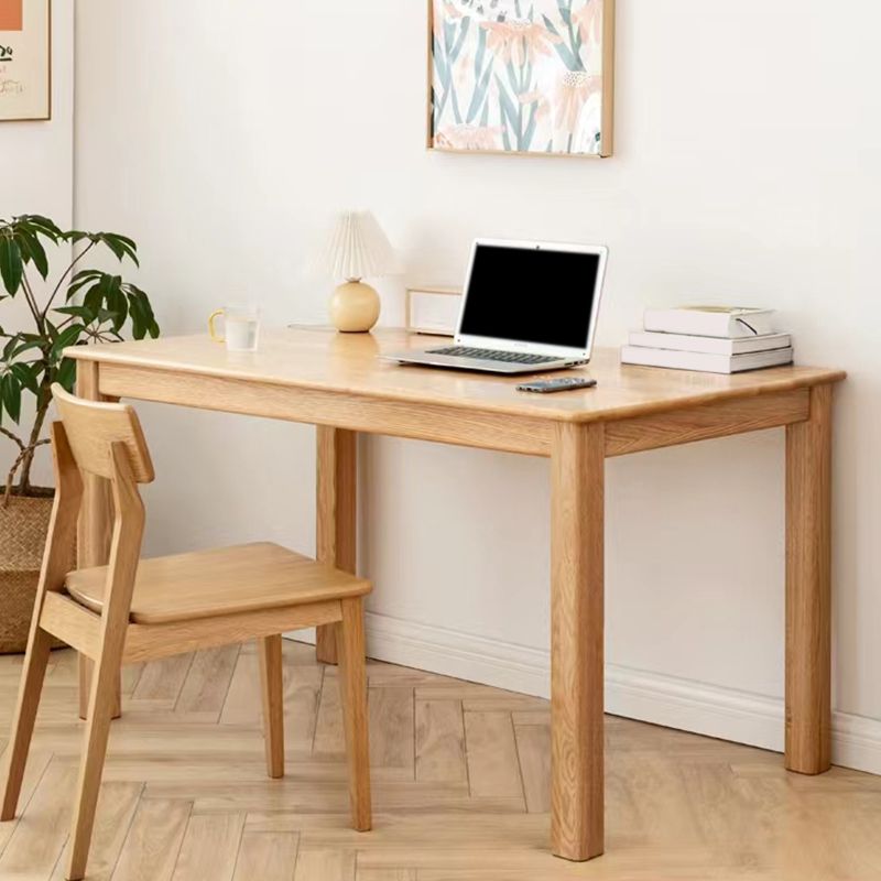Modern Rectangular Oak Natural Tabletop Dining Table with 4 Solid Wood Legs