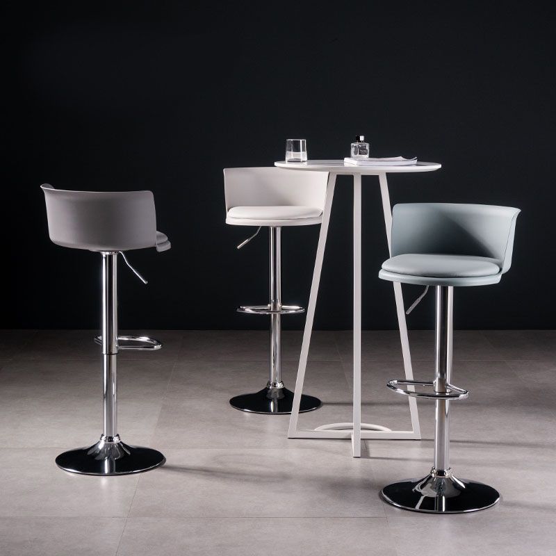 Scandinavian Adjustable Height Barstool Faux Leather Swivel Bar Stools