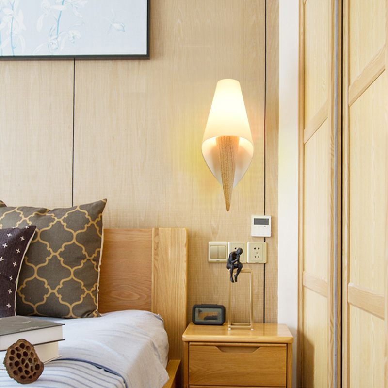 Modern Style Wrapped Wall Light Wood 1 Light Sconces for Bedroom