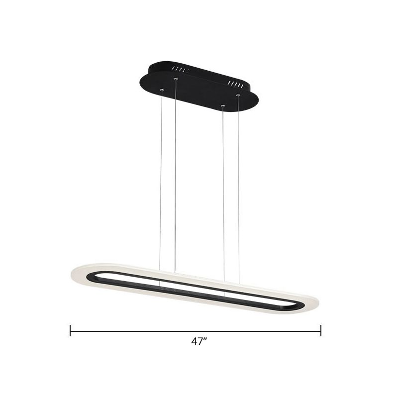Acrylic Oblong LED Suspension Light Fixture Minimalist Style Hanging Lamp over Island
