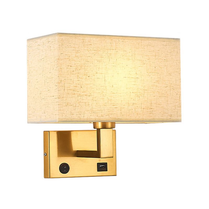 1 - Light Wall Sconce in Black / Gold Metal and Fabric Post Modern Wall Light
