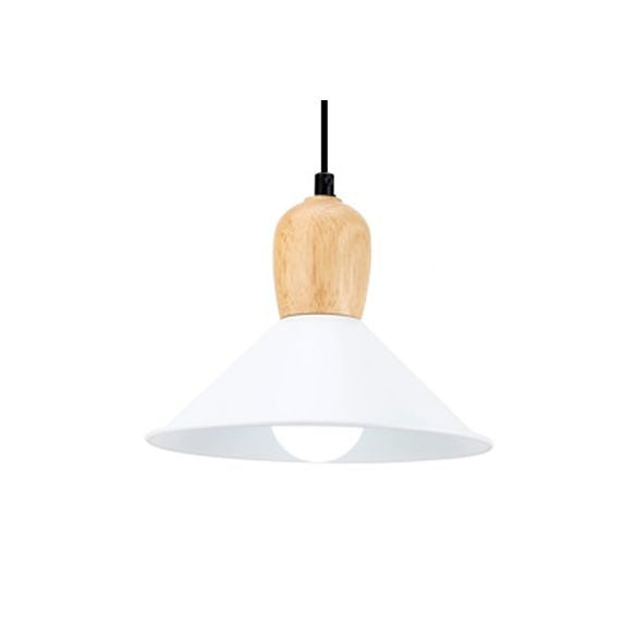 Metallkegelanhänger Licht mit Holzbirnenbasi