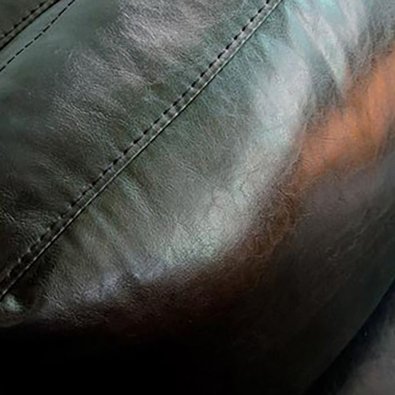 Modern 4 Wood Legs Standard Sofa Faux Leather Flared Arm Sofa