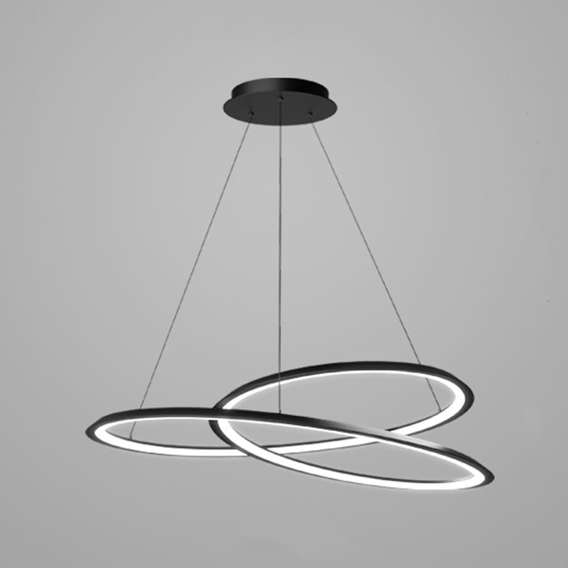 Twisting Shape Metal Chandelier Light Modern 1- Light Chandelier Lighting Fixture in Black