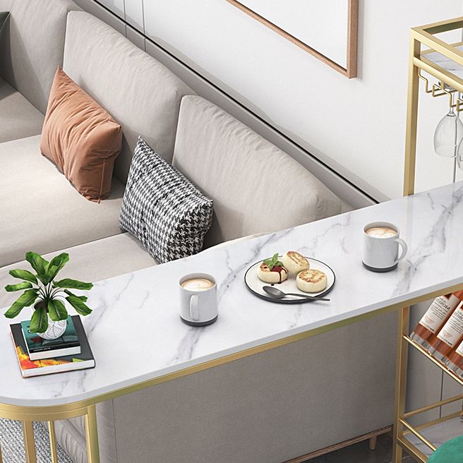 Sintered Stone Top Irregular Shape Pub Table Luxurious Bistro Table with Double Pedestal