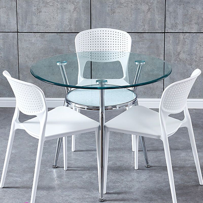 Runde transparente Esstischglas Tisch modern mit 3 Beinen Sockel