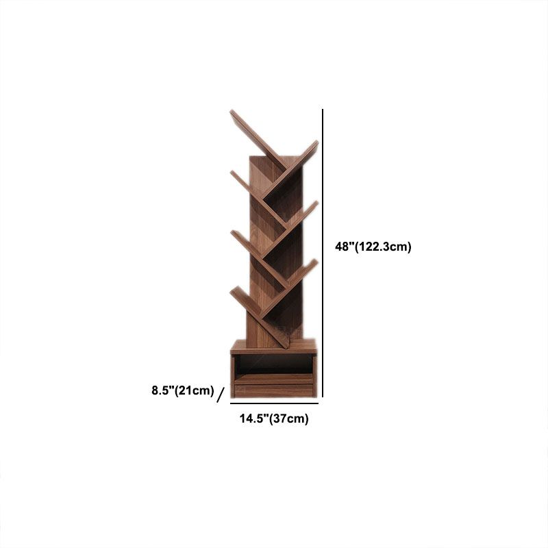 Modern Engineered Wood Bookshelf Walnut Geometric Closed Back Bookcase