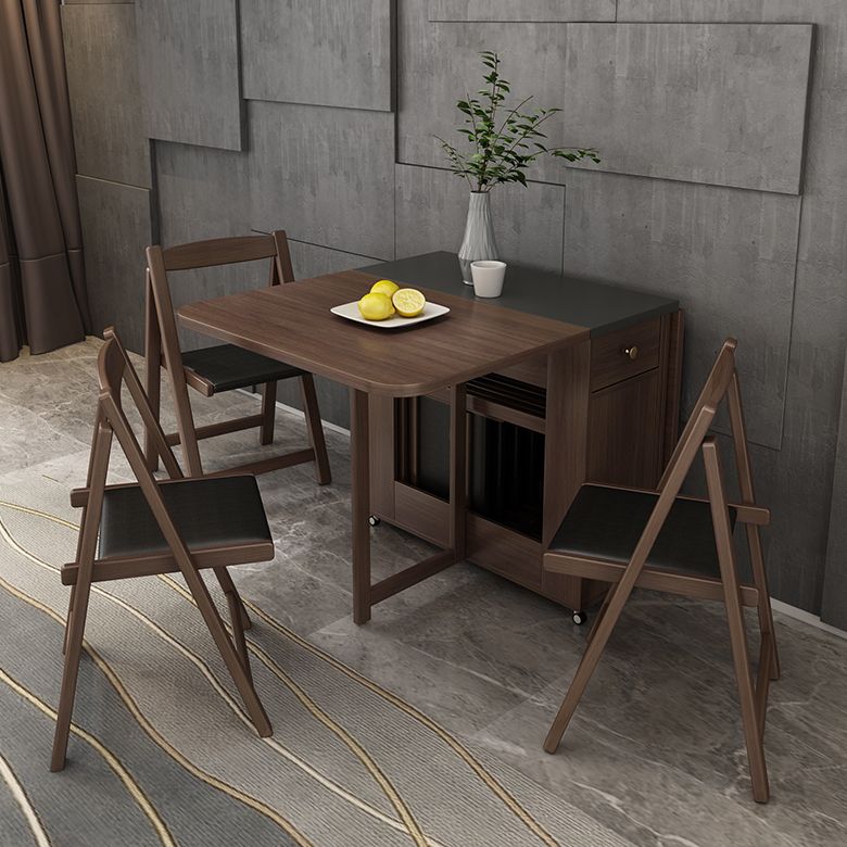 Mesa de comedor rectangular moderno de mediados de siglo Mesa de hoja caída con base de madera maciza, 59 "L x 29.1" H