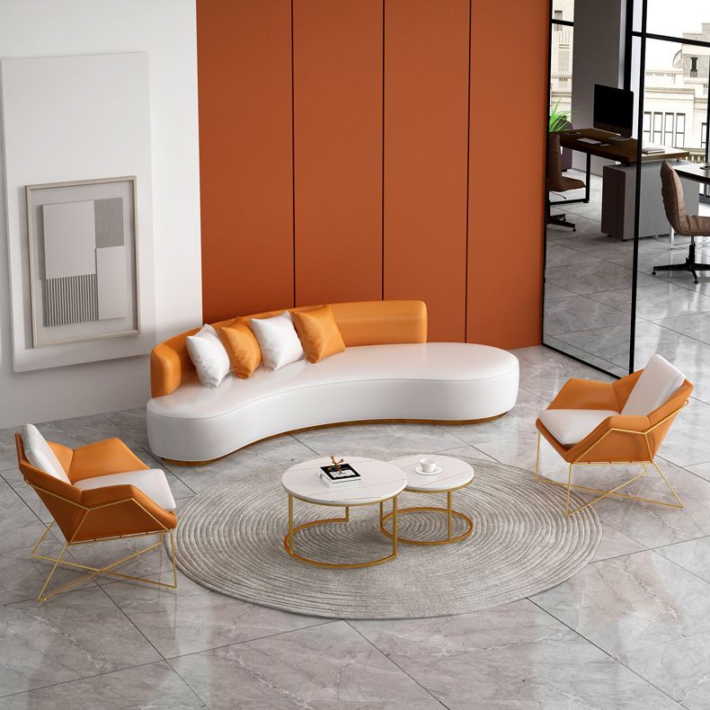 Contemporary 27.55"H Solid Color Faux Leather Armless Curved Sofa