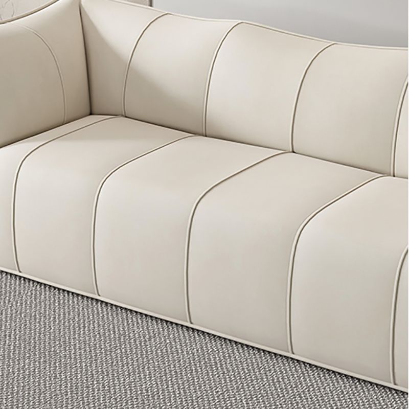 Contemporary White Cushions Flared Arm Fabric Living Room Seating