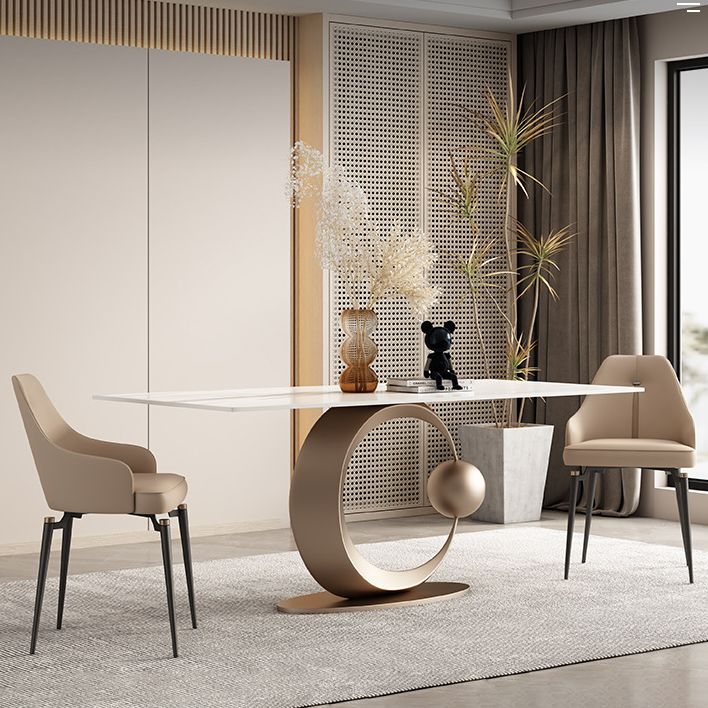 Nordic Sintered Stone Top Dining Set Rectangle 1/3/4/6/7 Pieces Dining Room Table Set
