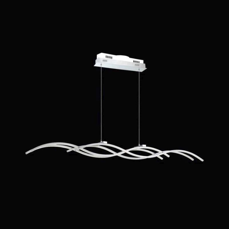 Silver Wave Island Pendant Light Simplicity Acrylic LED Suspended Lighting Fixture in Warm/White Light