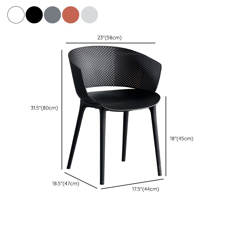 Open Back Dining Side Chair Modern Home Plastic Dining Arm Chair