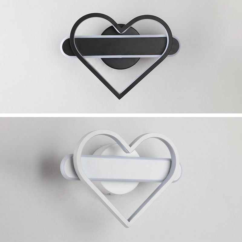 Heart Shaped Aluminum LED Wall Lamp 9.5" H Simplicity Lines Acrylic Sconce Lighting Fixture for Bedroom
