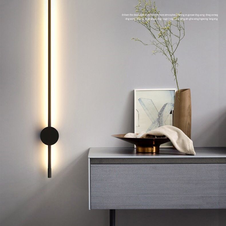 Adjustable Brightness 1 Light Linear Sconce Light Fixture Modern Minimalist Style Aluminum Sconces