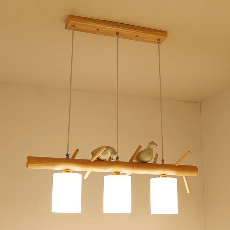 Modern Island Lighting Cylinder Glass Chandelier Light Fixture for Dining Room