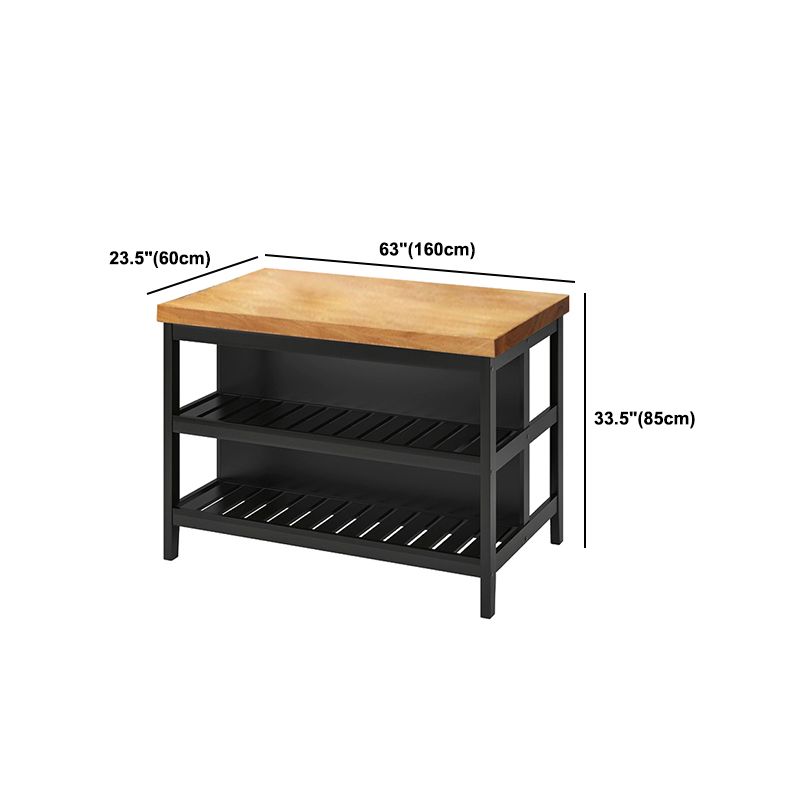 Industrial Style Wooden Kitchen Island Metal Kitchen Island Table