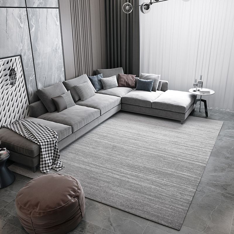 Tapis gris moderne en polyester tapis roulable de tapis lavable pour décoration intérieure