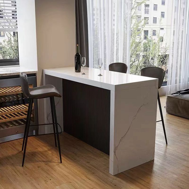 Glam Style Bar Table Faux Marble Rectangle Bar Dining Table for Living Room