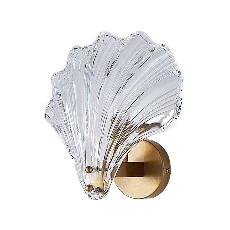 Shell Shape Wall Lamp Modern Style Glass 1 Light Wall Light in Clear