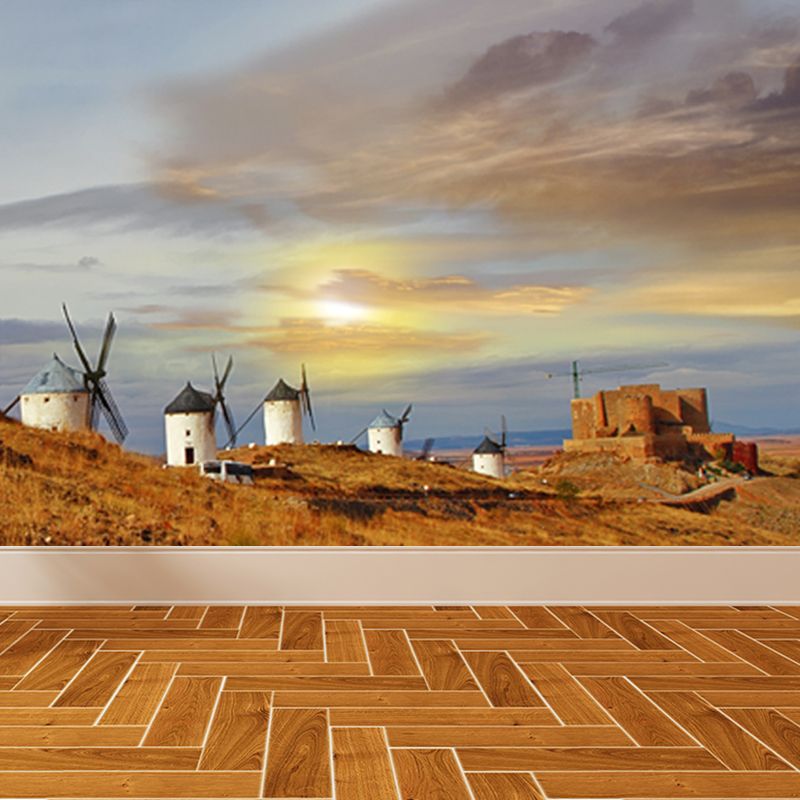 Extra Large Windmill Mural Brown Non-Woven Wall Art for Home Decor, Personalised