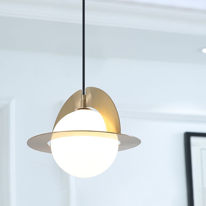 Sphere en verre crème Suspension Lumière post moderne 1 lampe à pension