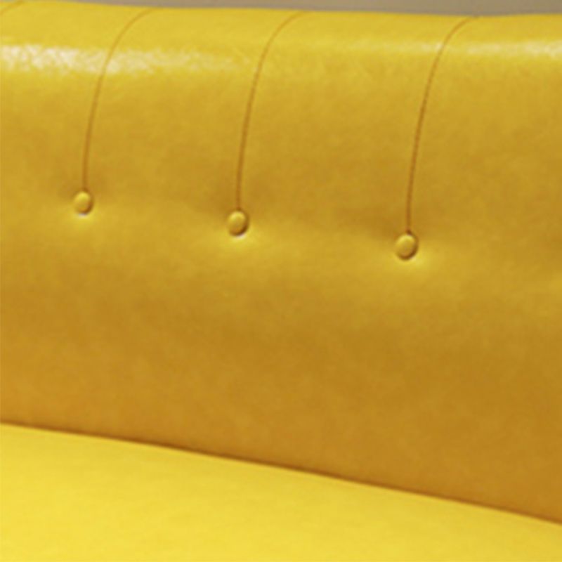 Faux Leather Tufted Back Sofa with Square Arm for Living Room