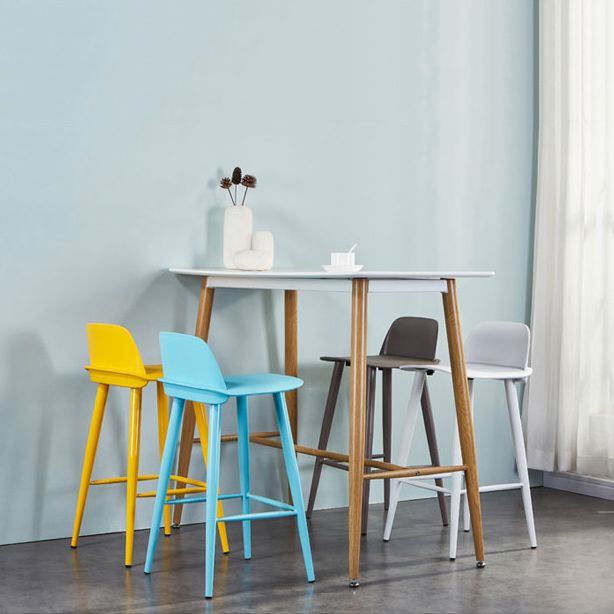 Nordic Armless Backrest Counter Stool Iron Kitchen Bar Stool with Acrylic Seat and Pedal