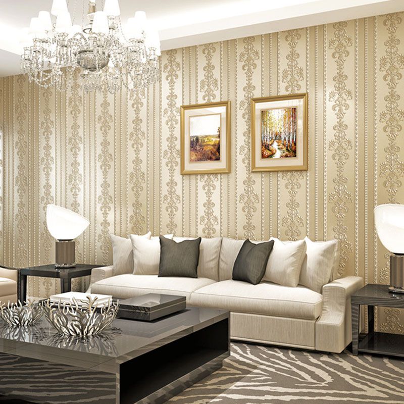 Non-Woven Wallpaper Roll European Non-Pasted 3D Effect Damasque Wall Art