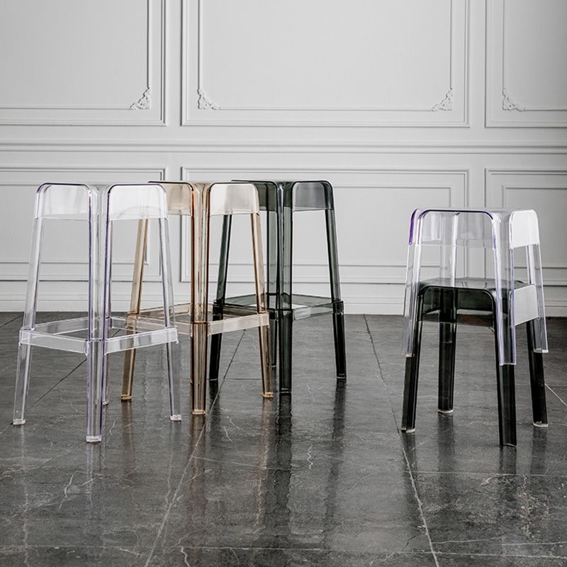 30" Height Backrest Armless Counter Stool Industrial Plastic Bistro Bar Chair with 4 Legs