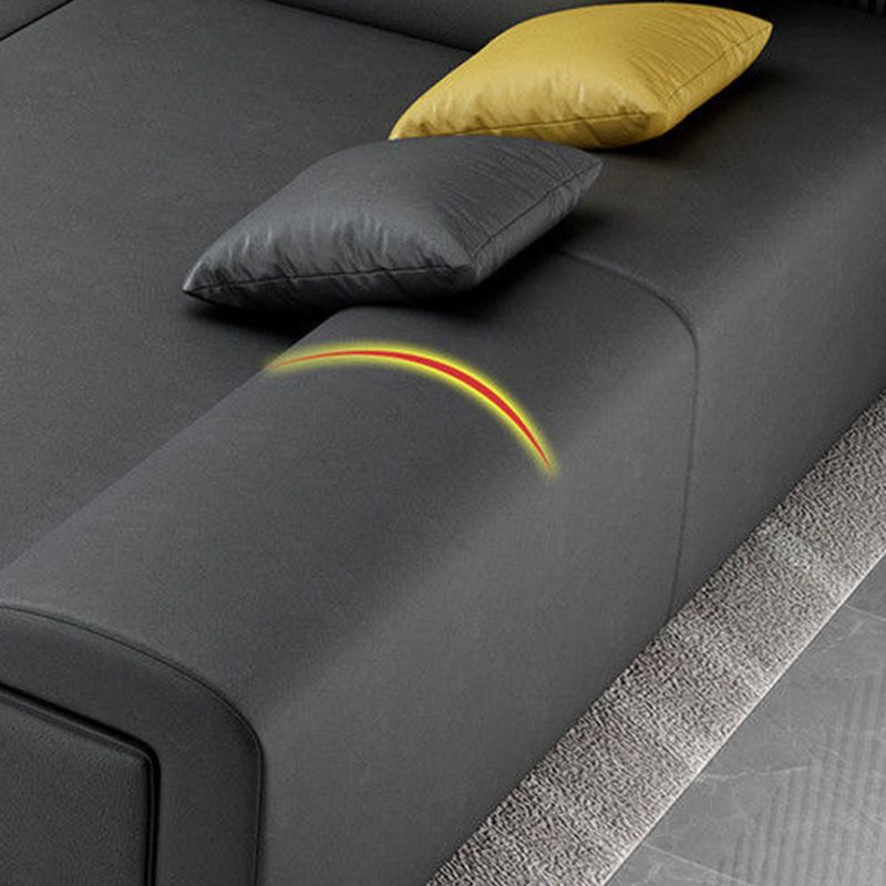 Reversible Faux Leather Sectional with Square Arm for Living Room