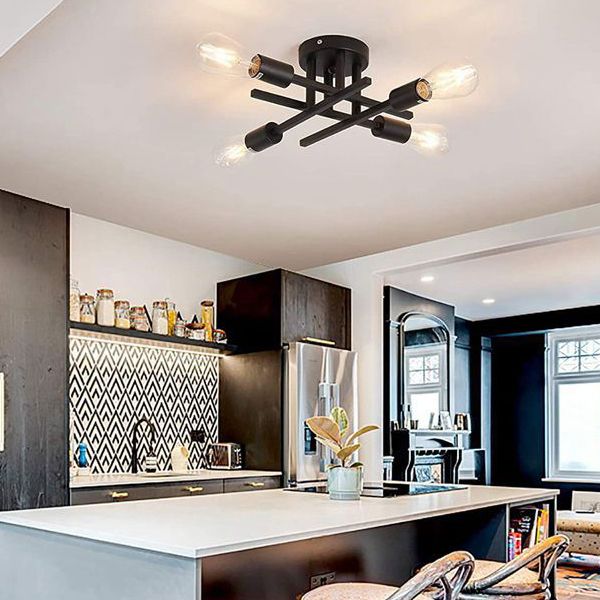 Industrial Retro Semi Flush Mount Sputnik Ceiling Light for Interior Spaces