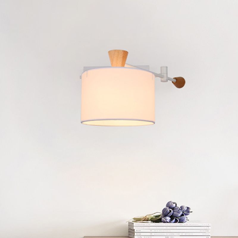 Drum Wall Light Sconce Modernism Fabric 1 Light Sconce Light in Black/White for Living Room
