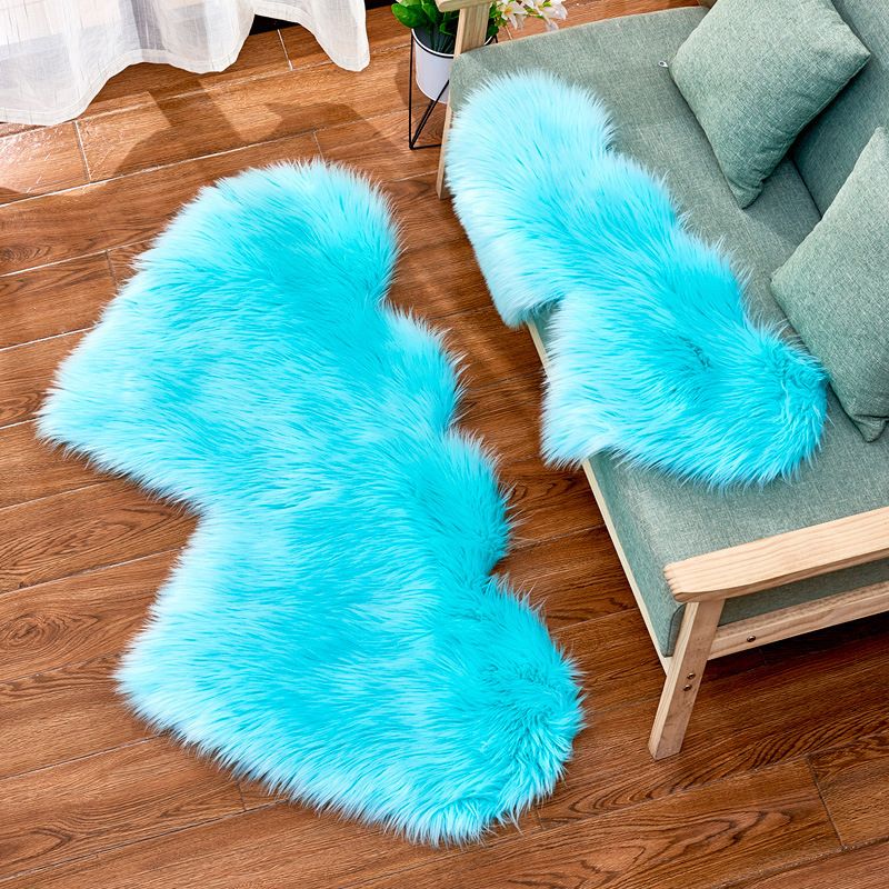 Double-Heart Shaped Modern Rug Multicolor Plain Carpet Stain Resistant Pet Friendly Non-Slip Backing Rug for Living Room