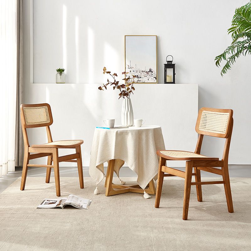 Solid Wood Kitchen Dining Chairs Open Back Chairs in Natural